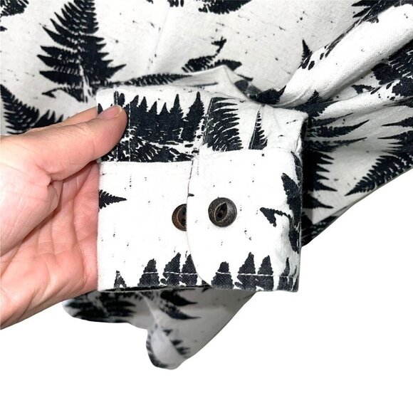 Anerkjendt Button Up Shirt Mens Size Medium M Tree Print Long Sleeve White Black - Picture 8 of 12